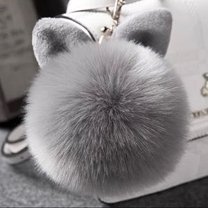 Gray Pom Pom fur ball for bag decoration /keychain